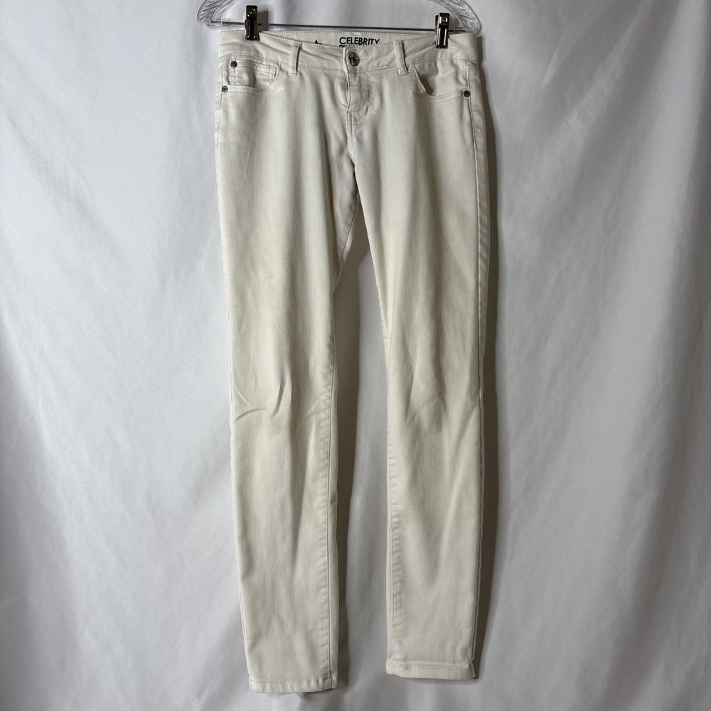 Celebrity Pink Women's Juniors Size 5 Off White Denim Skinny Jeans Low Rise - Picture 1 of 6